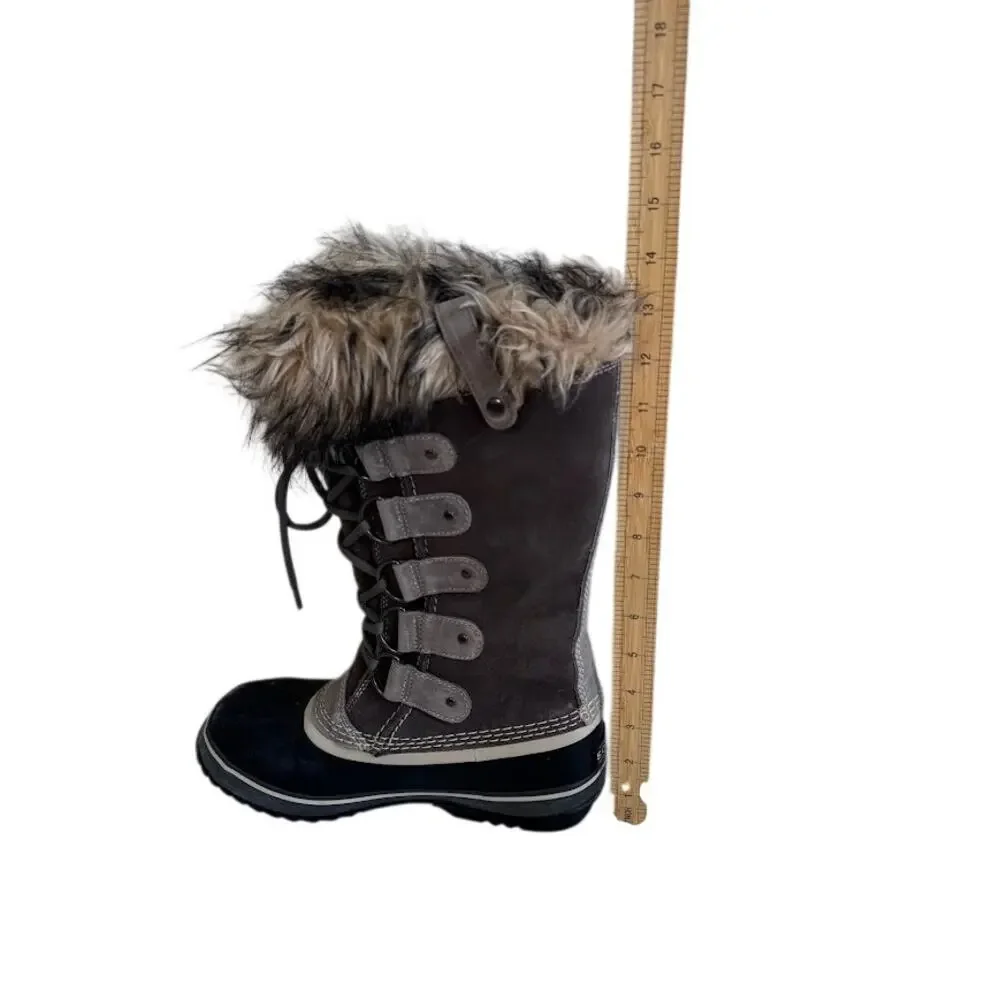Sorel Joan of Arctic Quarry Grey Suede Winter Snow Boots NL1540-051 Size 9
